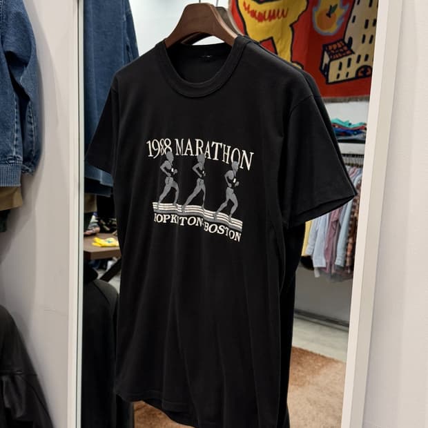 80s Vtg 1998 MARATHON 빈티지 반팔 티셔츠