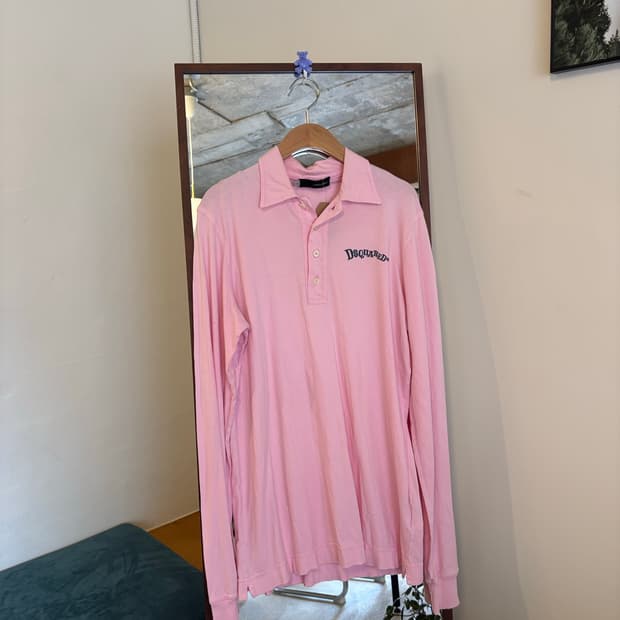 디스퀘어드2 핑크색 긴팔 폴로티셔츠