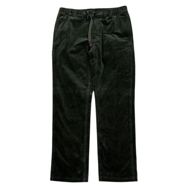 그라미치 벨트 코듀로이 테이퍼드 팬츠 바지 올리브 그린 카키 L