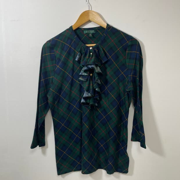 폴로Polo 아가일 패턴 프릴 티셔츠 XL - T1 