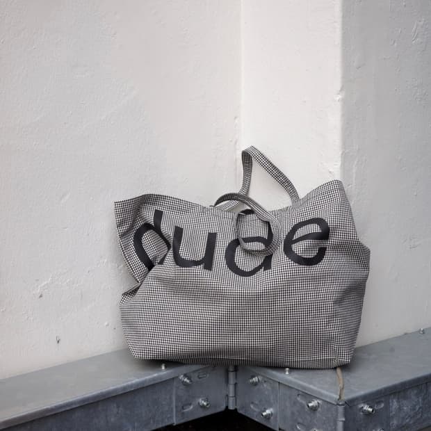 hello dude 헬로듀드 빅 토트백 블랙 체크 에코백 여름