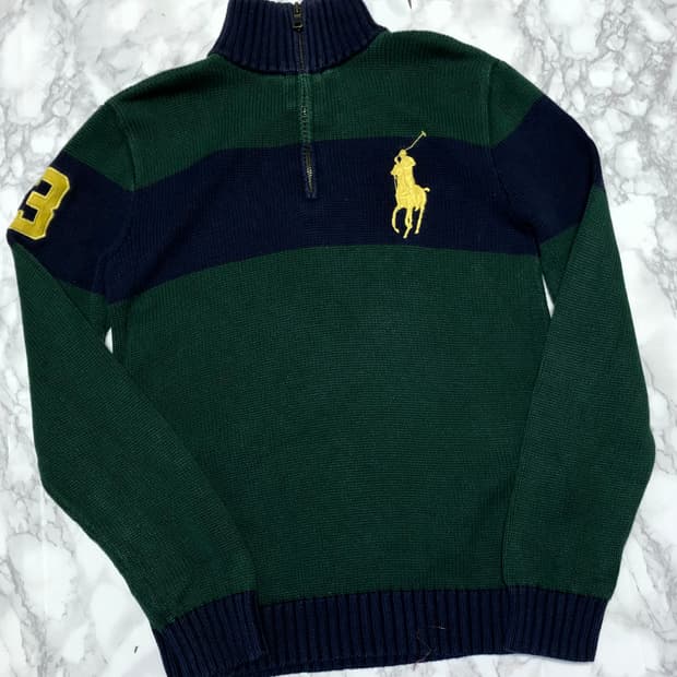 폴로 랄프로렌 빅포니 니트 반집업 스웨터