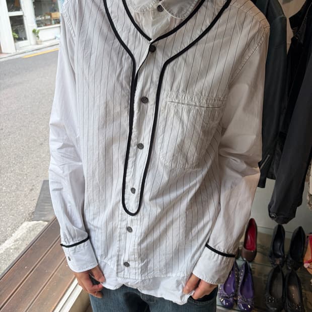 Tsumori Chisato 베이스볼 파이핑 셔츠 M