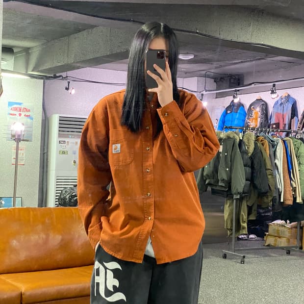 칼하트 패치로고 원포켓 브릭 셔츠 B3158