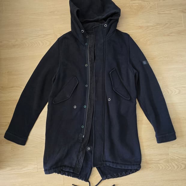 Diesel 디젤 아카이브 레더패치 후드 코트 블랙 M 