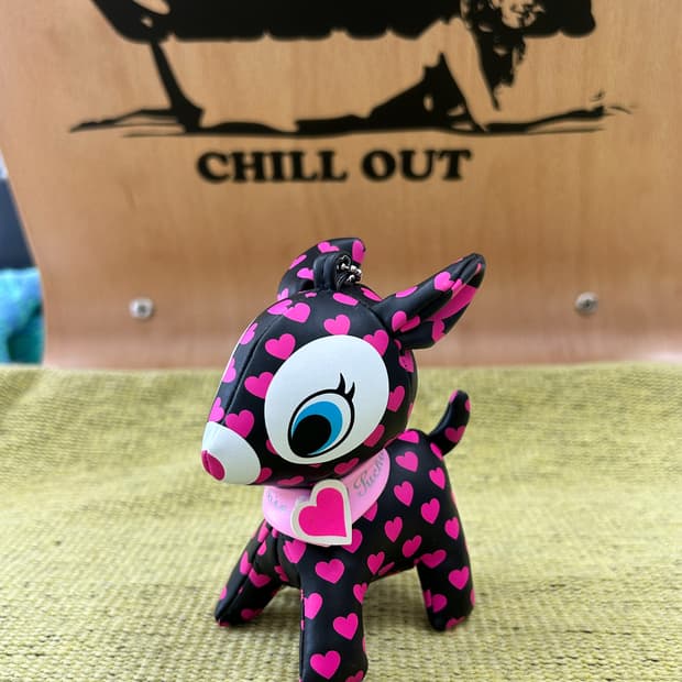 푸치 바비에 - 블랙 핑크 하트 / 일본 빈티지 인형 키체인 키링