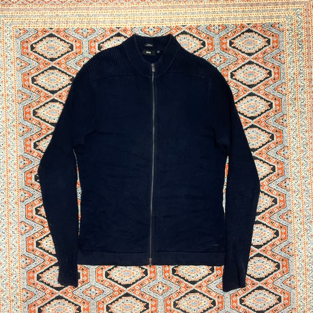 휴고보스 네이비 니트 집업 남성XXL