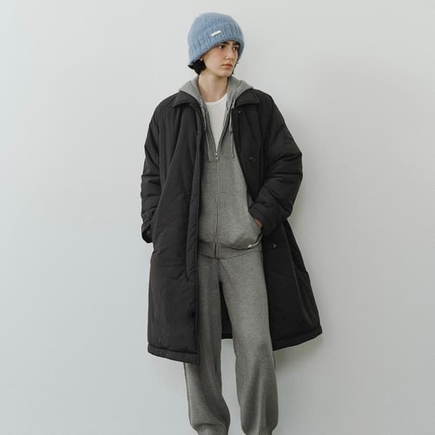 URAGO Raglan padded long coat black