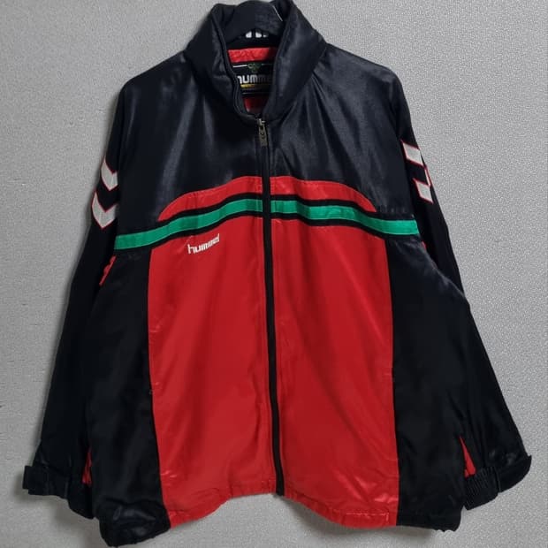 XXL (110) 험멜 빈티지 올드스쿨 레드+블랙 바람막이