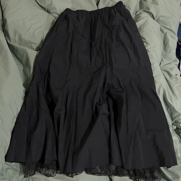 나일론 레이스 레이어드 롱스커트