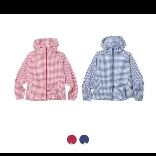 스파오 체크 윈더브레이커 여성 블루