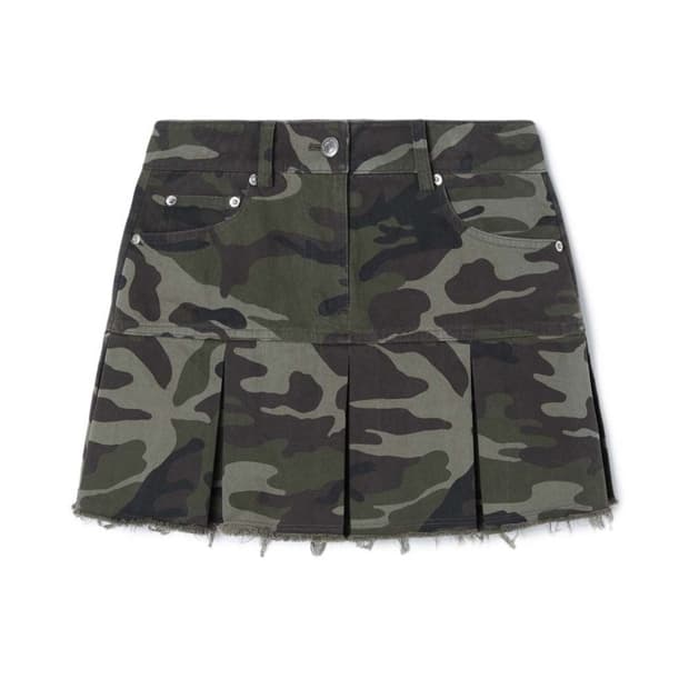 문선 카모 플리츠 스커트 S