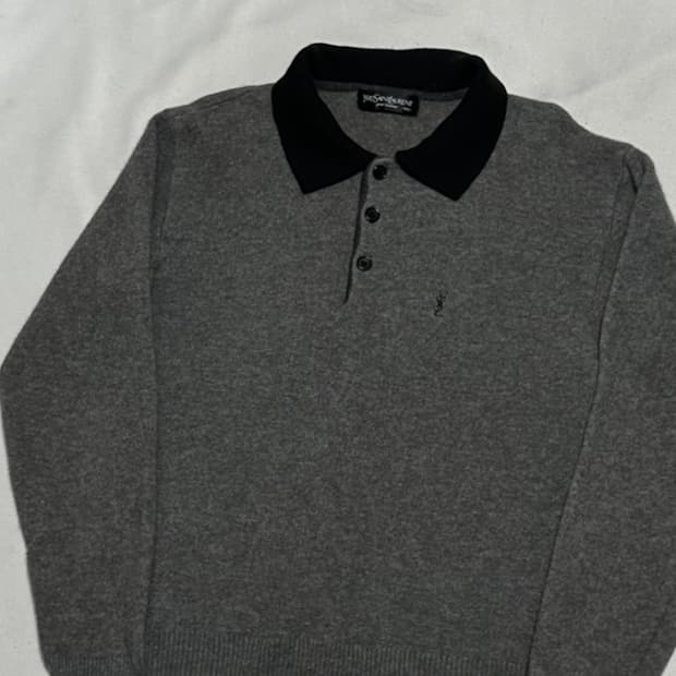 100 입생로랑 앙고라 모헤어 YSL 카라넥 니트