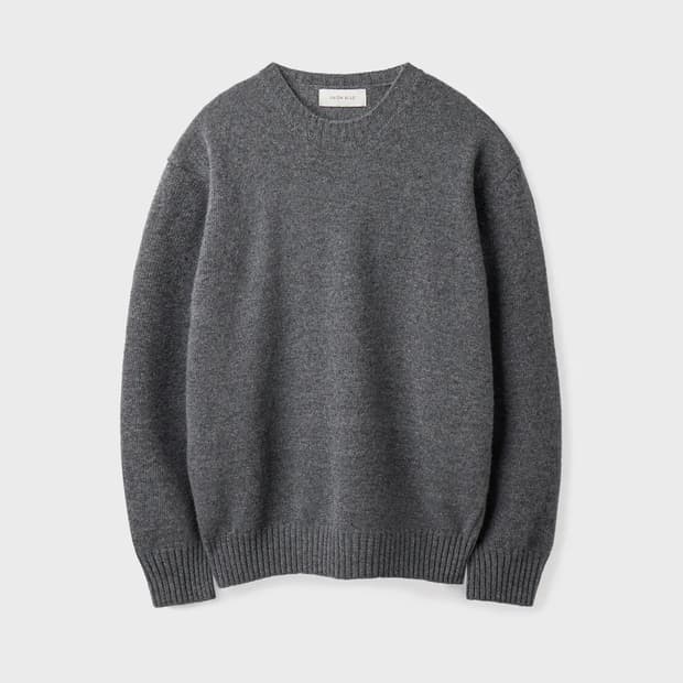 유니온블루 / 캐시미어 울 크루넥 니트 / 멜란지그레이 / XXL