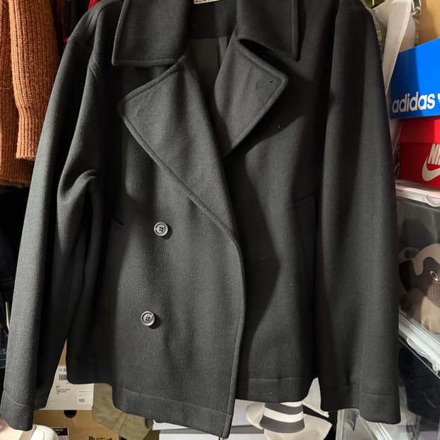 비슬로우 블랙 울 코트