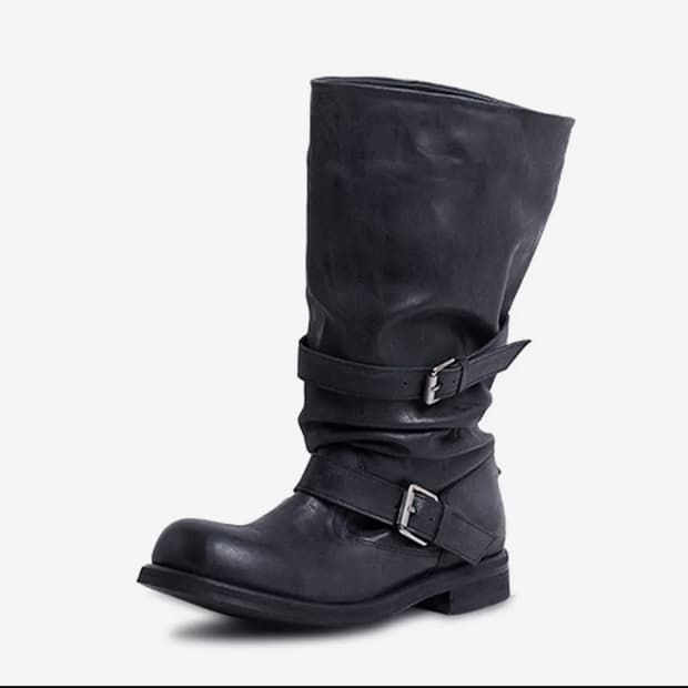 네거티브쓰리 Slouchy Long Boots Washed Black