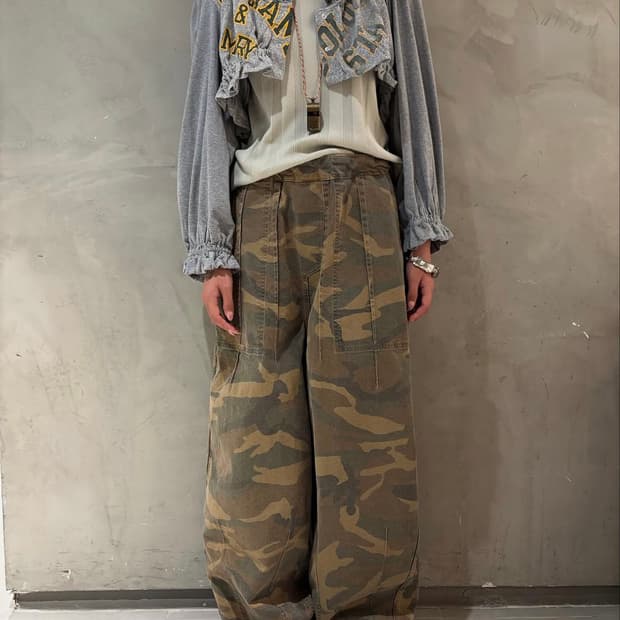 (에크루)스탠드얼론 카모 리버시블 커브드 코튼 팬츠