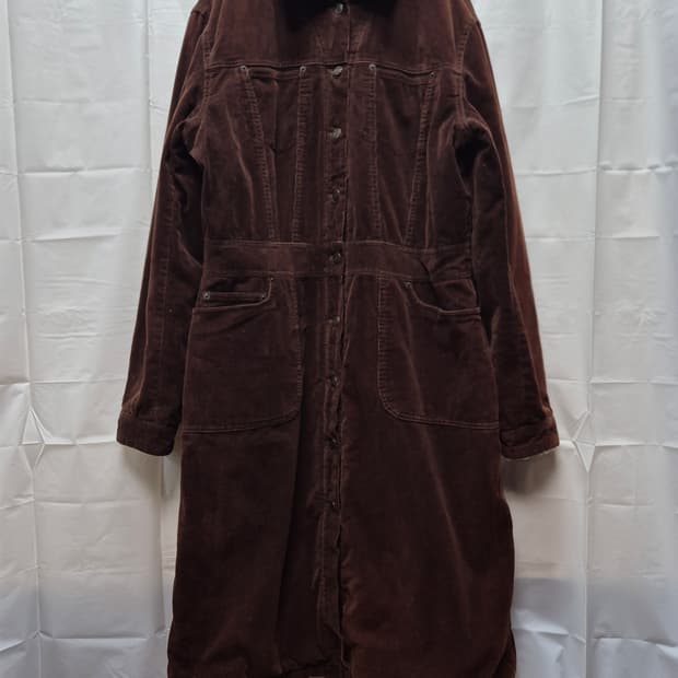 폴로 코듀로이 양털 롱코트