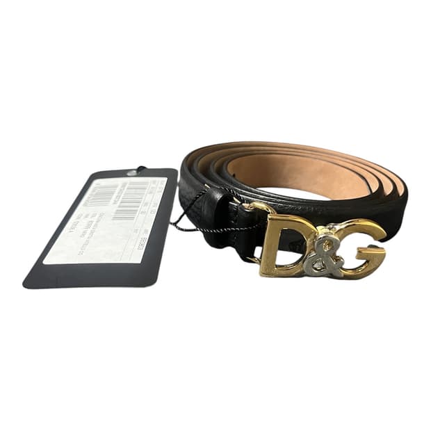 Dolce & Gabbana D&G버클 무광 블랙 레더 벨트