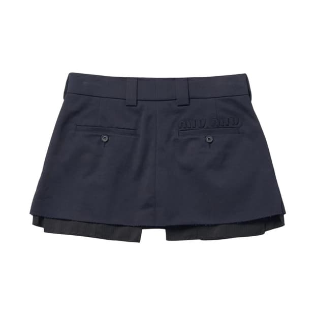 MIU MIU 자수 로고 치노 미니 스커트 Navy / 36