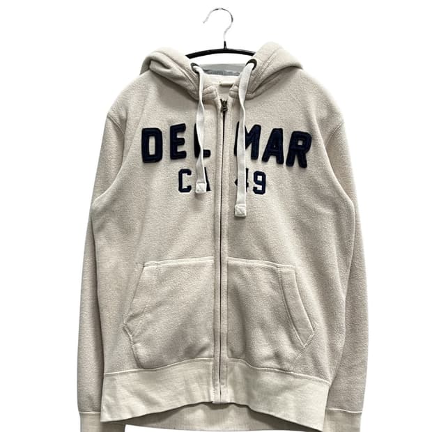 (M) 후아유 올드스쿨 패치로고 플리스 후드 집업 베이지