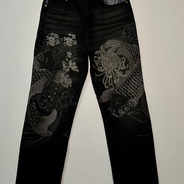 카라쿠리 타마시•스이/ 잉어 흑청 데님(새상품)