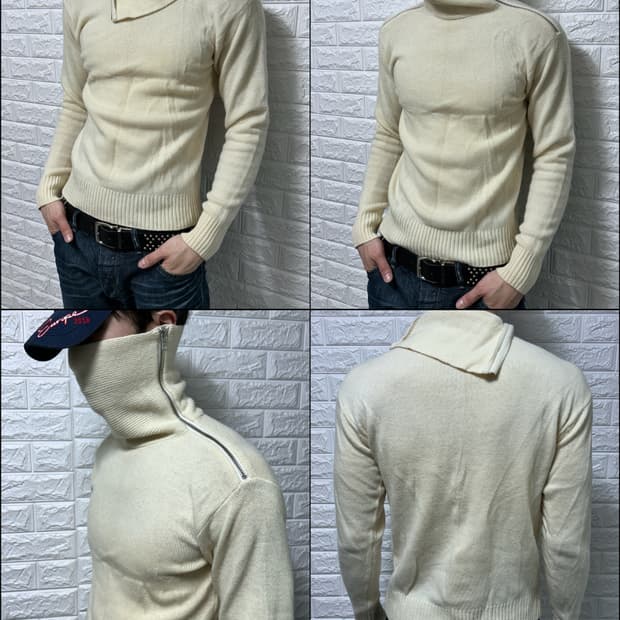 아르마니 더블 지퍼 하이넥 니트