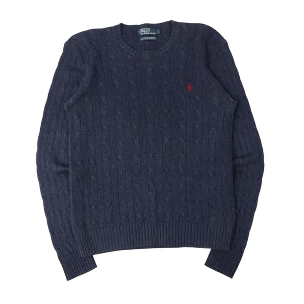 폴로 랄프로렌 네이비 실크 캐시미어 케이블 니트