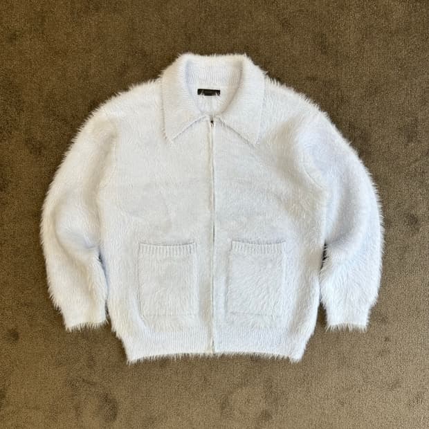 OASIS 하늘색 퍼니트 집업 가디건 XL