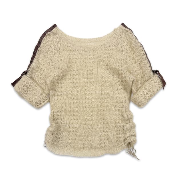 빈티지 아이보리 뜨개 시스루 니트