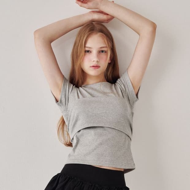 론론 short sleeve t shirt grey