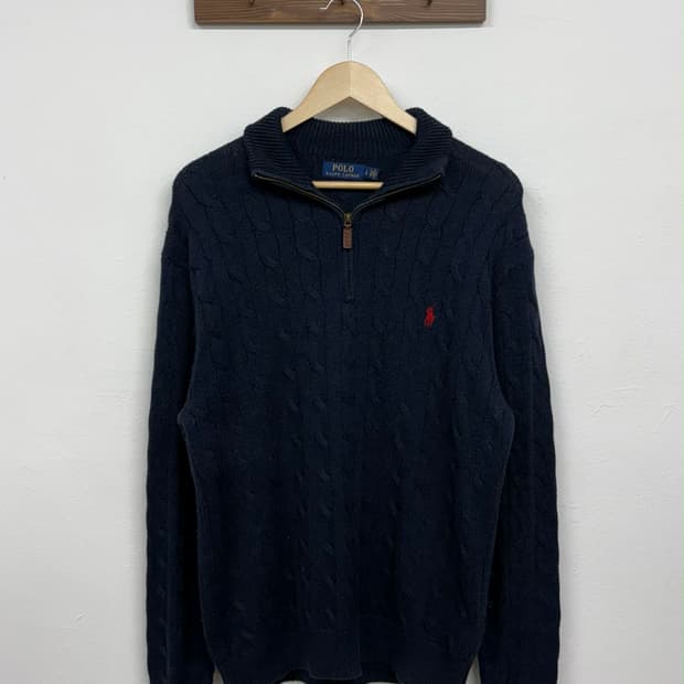 [L] 폴로 랄프로렌 신형 케이블 하프집업 코튼 니트 스웨터
