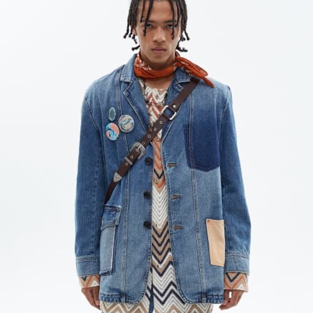 앤더슨벨 데님 패치 리워크 자켓 XL