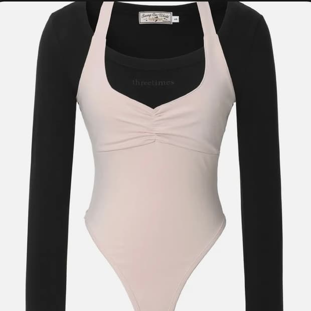 쓰리타임즈 halter layered top 블랙 S