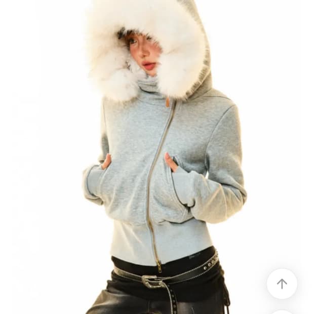 fur hooded zip-up 퍼 후드집업 그레이