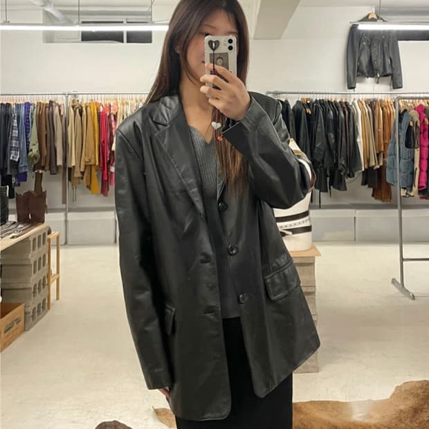 VTG leather blazer jacket 레더 블레이저 자켓