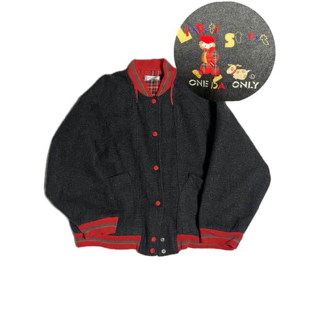 빈티지 체크 울 봄버자켓 