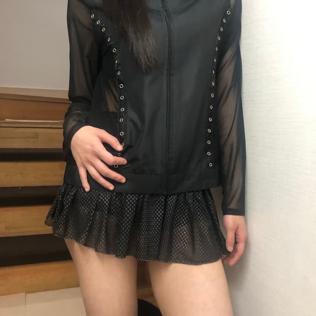 빈티지 블랙 스터드 시스루 자켓