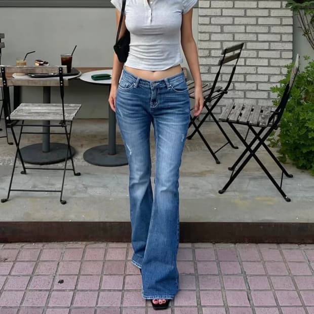 에이블리 도프 스티치 부츠컷 데님 팬츠 일자 청바지 지그재그브랜디무신사크