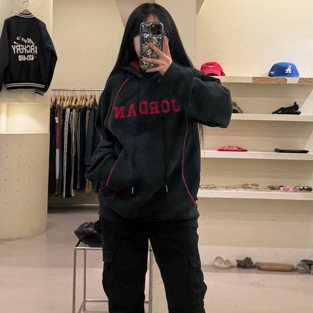 조던 점프맨 로고 기모 후드티 블랙 U1574