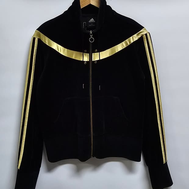 아디다스 벨벳 블랙/골드 삼선 트랙탑져지 95