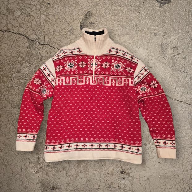 80s Flli Campagnolo 노르딕 페어아일 하프집업 스웨터