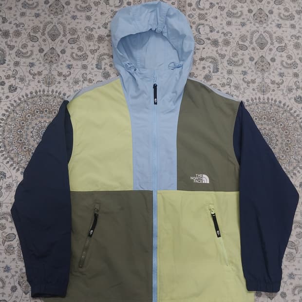 노스페이스 컬러블록 바람막이 후드 자켓 100