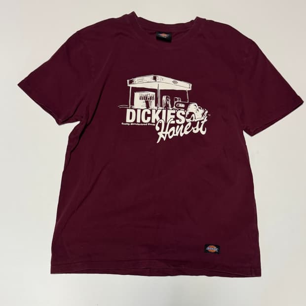 희귀!! 디키즈 Dickies 프린팅 로고 반팔 티셔츠 버건디 M ~ L