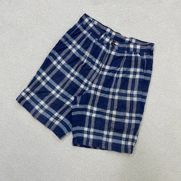 82 리 린넨 체크 반바지 0331M