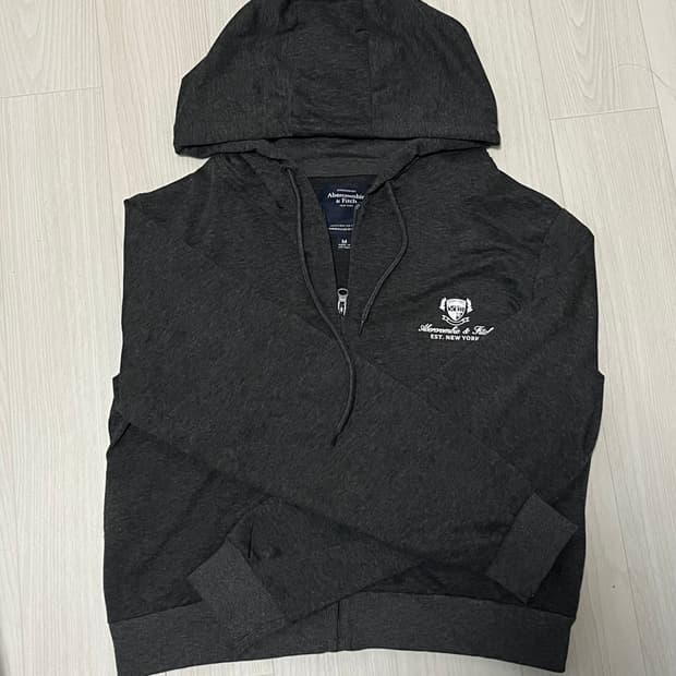 아베크롬비 면 크롭 후드 집업 차콜