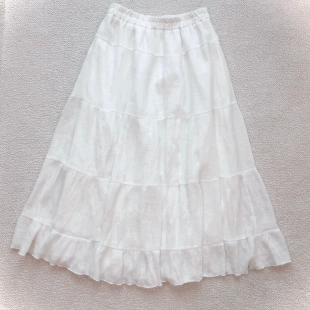 빈티지 화이트 티어드 캉캉 롱스커트 모리걸 엑시즈팜 어스뮤직