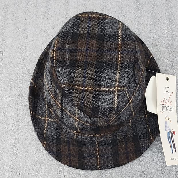 빈폴 체크 벙거지 모자 S(57) 울70% 새상품