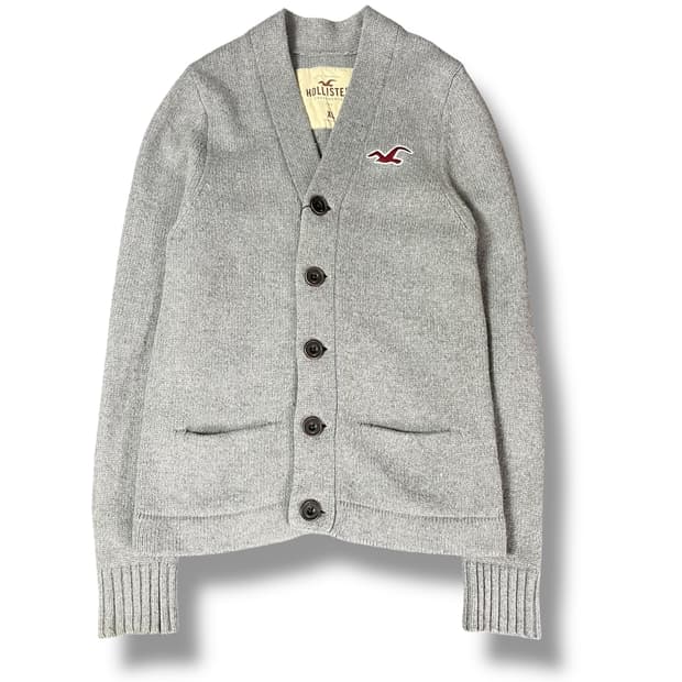 홀리스터 레드로고 00s 그레이 스웨터 가디건 XL