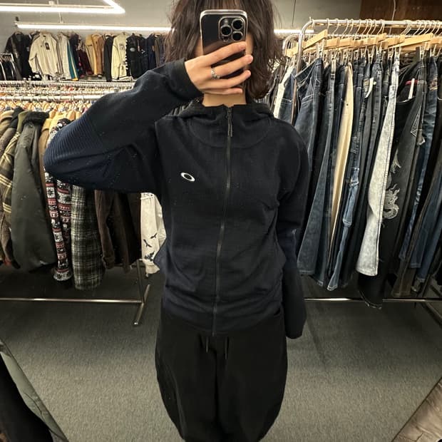 M)오클리 빈티지 네이비 블루 후드집업